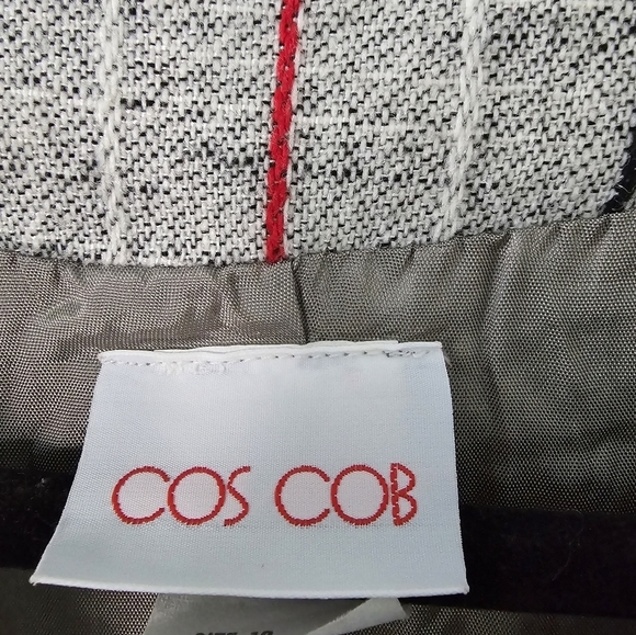 Cos Cob Blazer Jacket Womens Sz 12 Striped Pockets 2buttons Padded Career - Picture 5 of 10